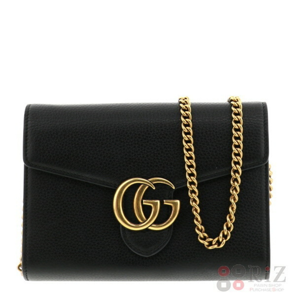 GUCCI GG Marmont Chain Wallet Long coin purse GG MARMONT Black - Picture 1 of 6